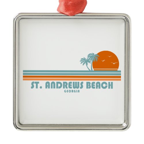 St. Andrews Beach Georgia Sun Palm Trees Metal Ornament