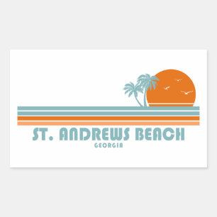 St. Andrews Beach Georgia Sun Palm Trees Rectangular Sticker