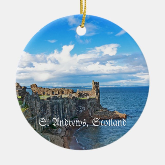 St Andrews Castle, Scotland Ceramic Ornament (Front)