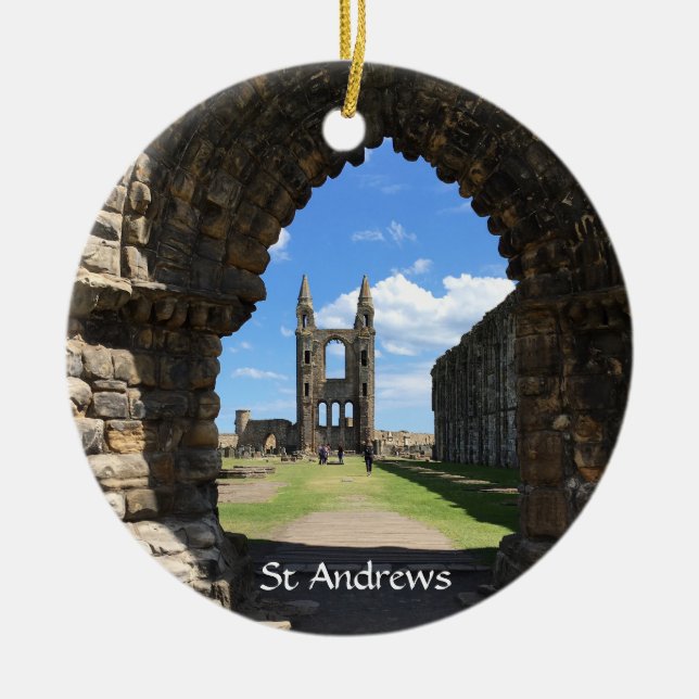 St Andrews Scotland Britain Cathedral Church Ruins Ceramic Ornament (Front)