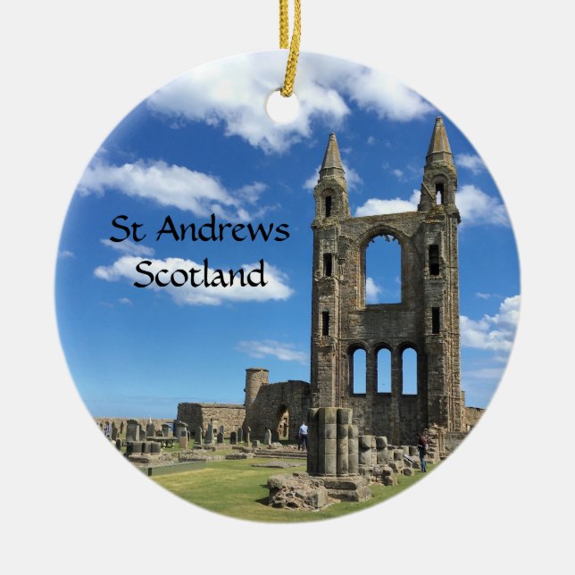 St Andrews Scotland Cathedral Saint Andrew Ceramic Ornament (Front)