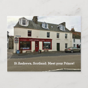 St Andrews Scotland "Meet Your Prince" Cafe Window Postcard