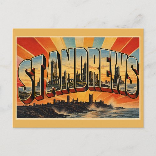 St Andrews Scotland Vintage Travel Art Postcard