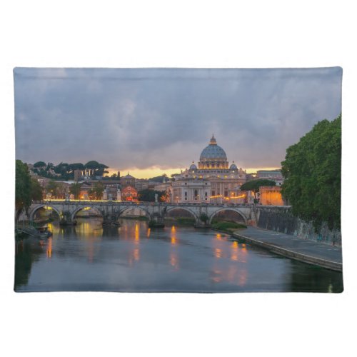St Angelo Bridge St Peters Basilica Rome Cloth Placemat