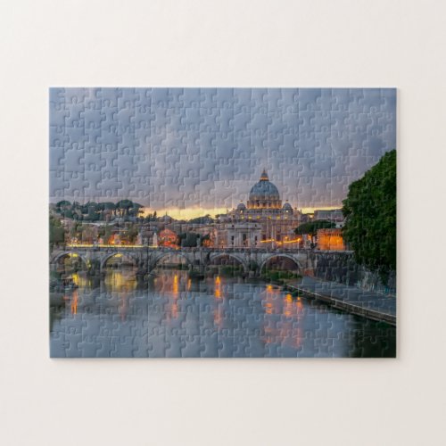St Angelo Bridge St Peters Basilica Rome Jigsaw Puzzle