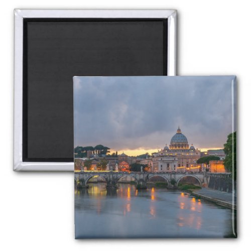 St Angelo Bridge St Peters Basilica Rome Magnet