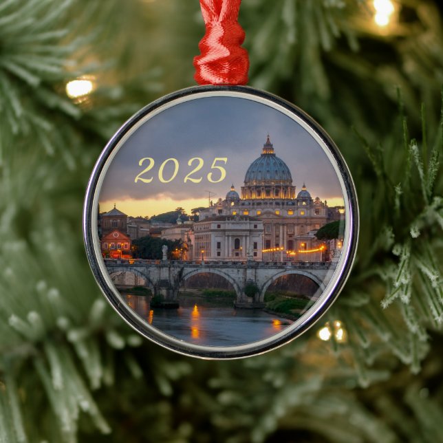 St. Angelo Bridge, St. Peter's Basilica, Rome Metal Ornament (Tree)