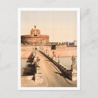 St Angelo Castle and Bridge, Rome, Lazio Italy Postcard