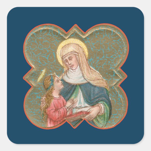 St. Anne and the BVM in a Barbed Quatrefoil (BK67) Square Sticker (Front)