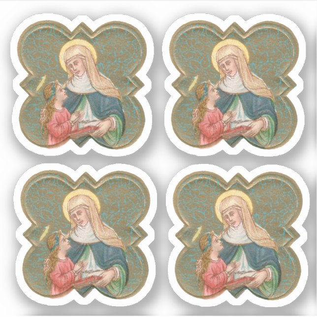 St. Anne and the BVM in a Barbed Quatrefoil (BK67) Sticker (Front)
