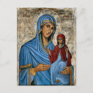 St. Anne and the Theotokos Orthodox Christian Icon Postcard