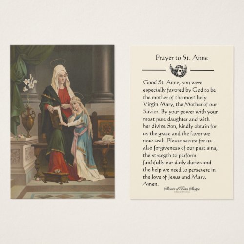 St Anne Blessed Virgin Mary Prayer Holy Card