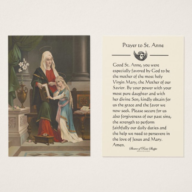 St. Anne Blessed Virgin Mary Prayer Holy Card (Front & Back)