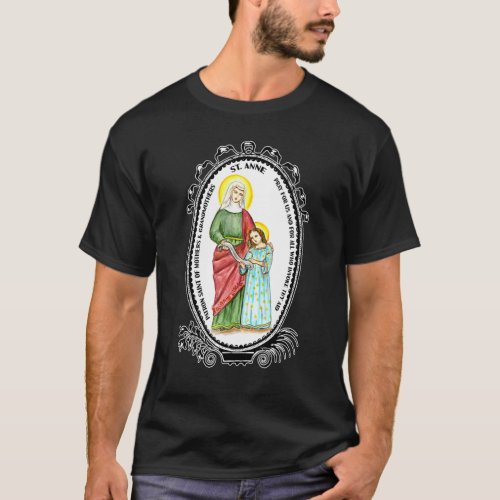 St Anne Image Patron Saint Of Children Mothers Cat T_Shirt