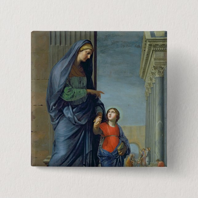 St. Anne Leading the Virgin to the Temple Pinback Button (Front)