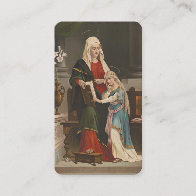 St. Anne with Blessed Virgin Mary Catholic Prayer  Place Card (Front)