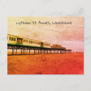 St Annes Victorian Pier in Lancashire, postcard 