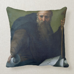 St. Anthony Abbot (c.251-356) c.1518-19 (oil on ca Throw Pillow
