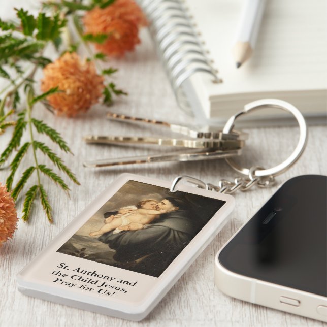 St. Anthony and Child Jesus Prayer Card Keychain (Front Right)