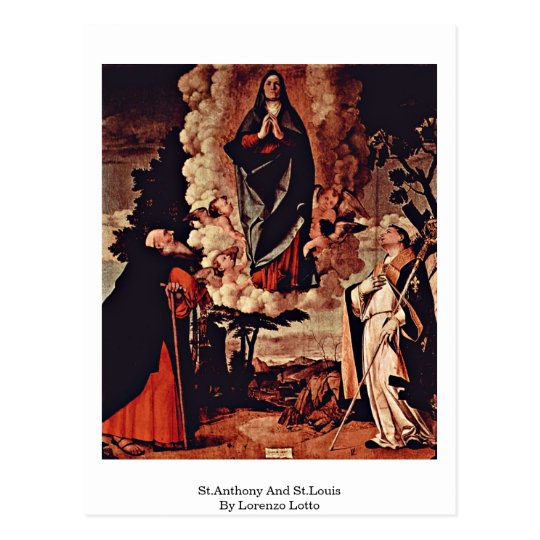 St.Anthony And St.Louis By Lorenzo Lotto Postcard