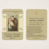 St. Anthony Baby Jesus Funeral Memorial Holy Card (Front & Back)