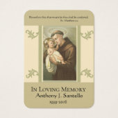 St. Anthony Baby Jesus Funeral Memorial Holy Card (Front)