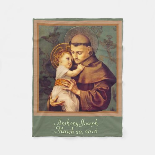 St Anthony  Baby Jesus PERSONALIZE Fleece Blanket