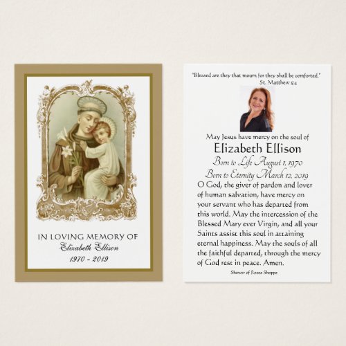 St Anthony Catholic Funeral Memorial Holy Card _