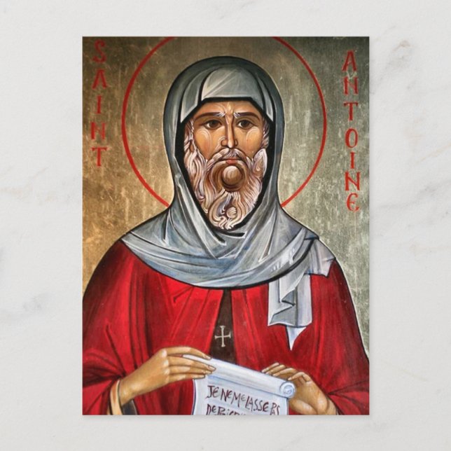 St. Anthony Eastern Orthodox Christian Icon Postcard (Front)