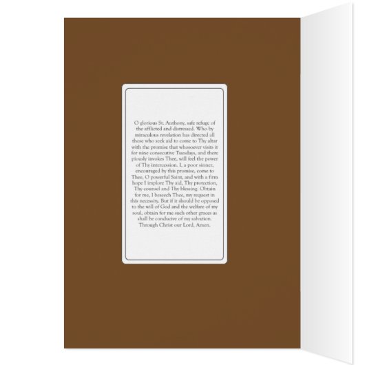 St. Anthony Greeting/Note Card w/prayer (Inside (Left))