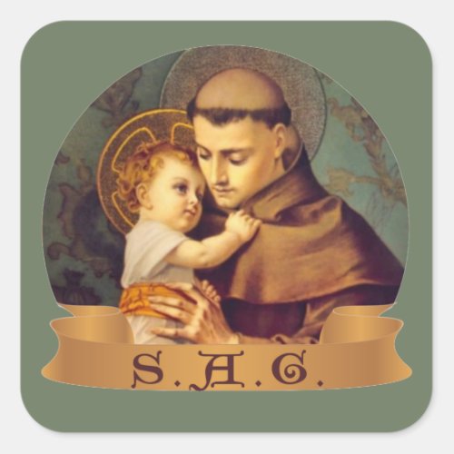 St Anthony Guide Catholic Baby Jesus SAG Square Sticker