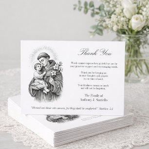 St. Anthony Jesus  Funeral Condolence Sympathy  Thank You Card