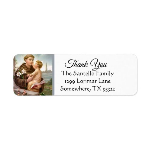 St Anthony Jesus  Thank You Label