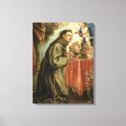St Anthony of Padua  adoring the Christ Child Canvas Print