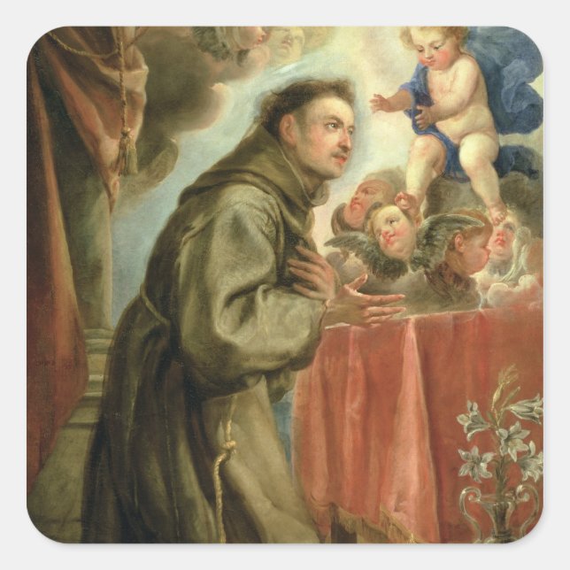 St. Anthony of Padua  adoring the Christ Child Square Sticker (Front)