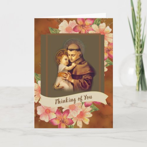 St Anthony of Padua Baby Jesus Floral Card