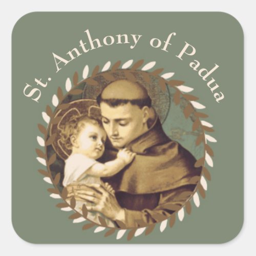 St Anthony of Padua Baby Jesus Square Sticker