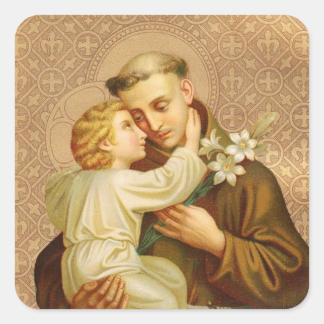 St. Anthony of Padua Baby Jesus Square Sticker (Front)