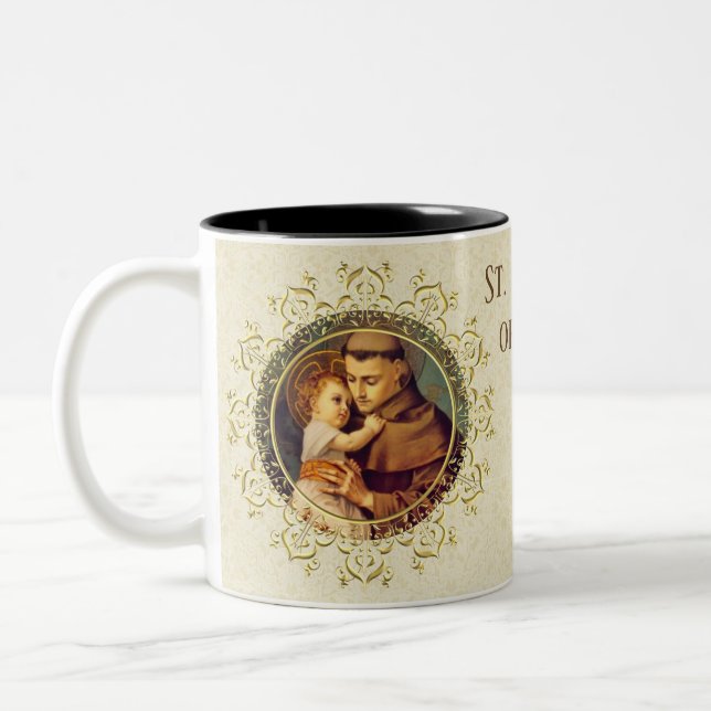 St. Anthony of Padua Baby Jesus Two-Tone Coffee Mug (Left)