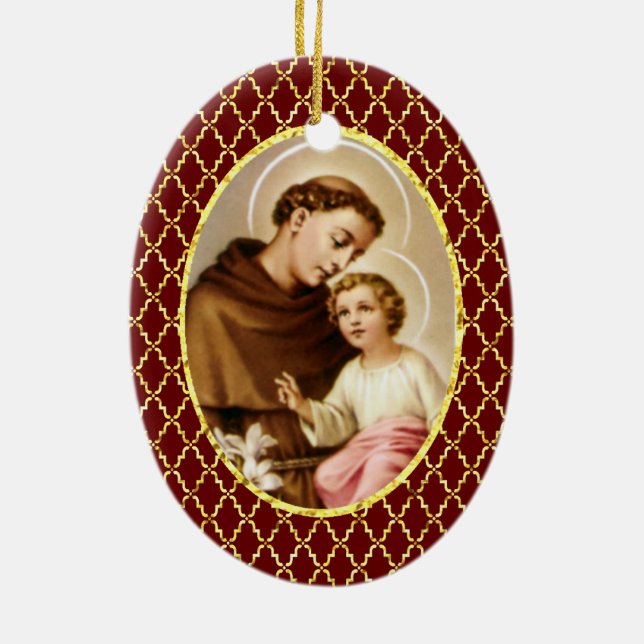 St. Anthony of Padua Ceramic Ornament (Back)