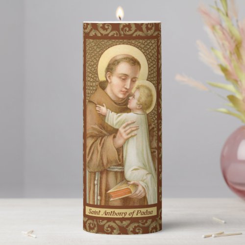 St Anthony of Padua  Christ Child JM 05 3x8  Pillar Candle
