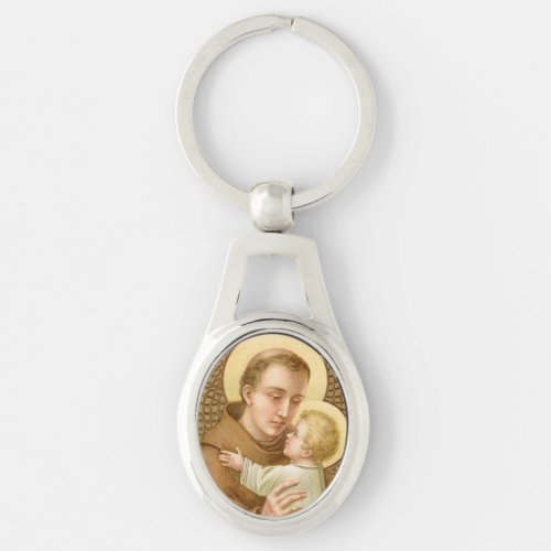 St Anthony of Padua  Christ Child JM 05 Oval Keychain
