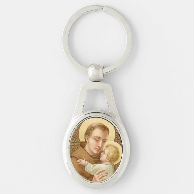 St. Anthony of Padua & Christ Child (JM 05) Oval Keychain (Front)