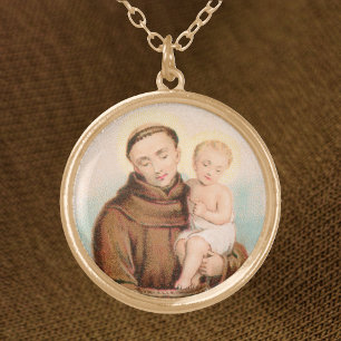St Anthony of Padua, Finder of Lost Things (TF01) Gold Plated Necklace