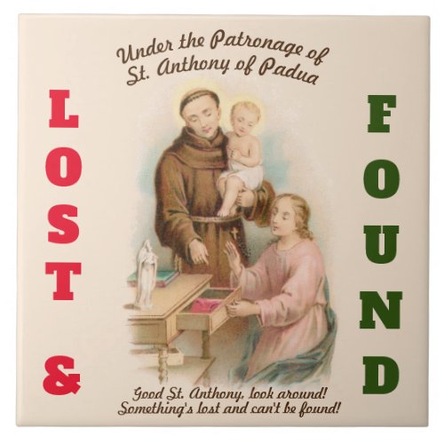 St Anthony of Padua Finder of Lost Things TF 01 Ceramic Tile
