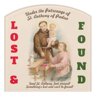 St Anthony of Padua, Finder of Lost Things (TF 01) Door Sign