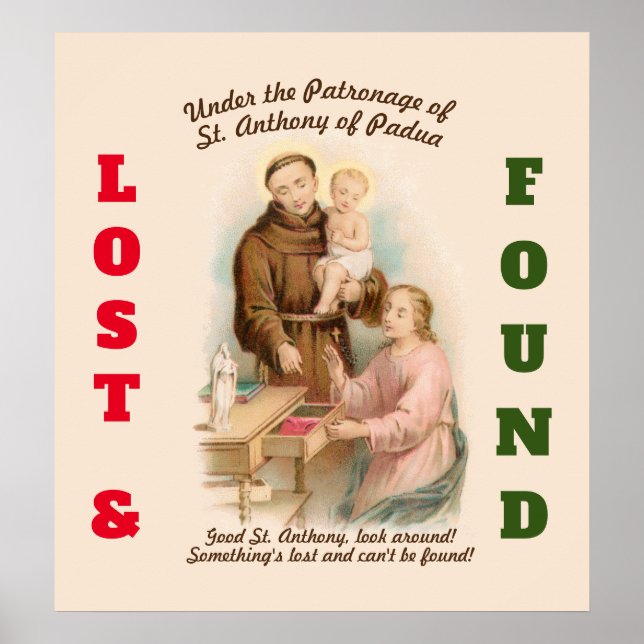 St Anthony of Padua, Finder of Lost Things (TF 01) Poster (Front)
