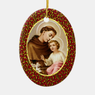 St. Anthony of Padua Personalize Background Color Ceramic Ornament
