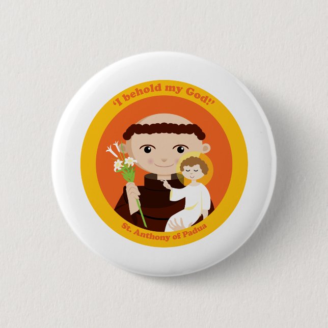 St. Anthony of Padua Pinback Button (Front)