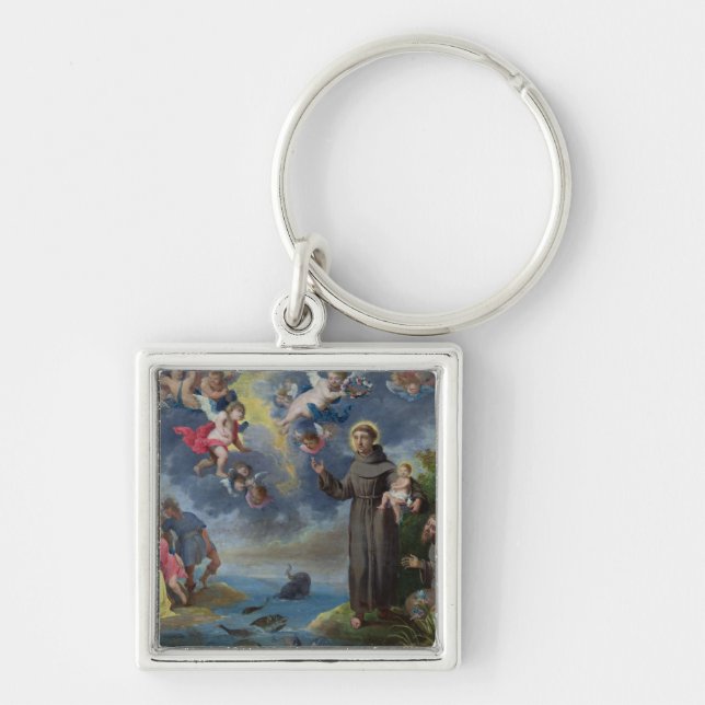St. Anthony of Padua Preaching to the Fish Keychain (Front)
